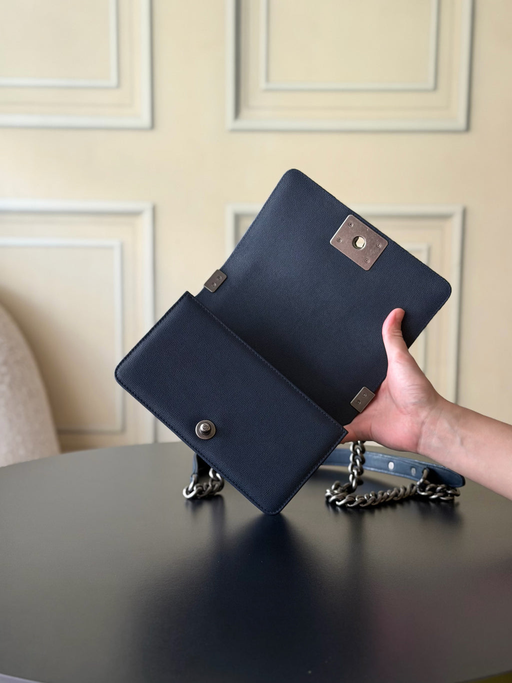 Chanel 26 A Le Boy Bag — Royal Blue with Antique Silver Hardware