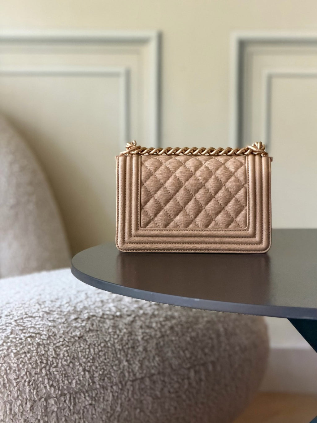 Chanel 26 A Le Boy Bag — Apricot with Antique Gold Hardware