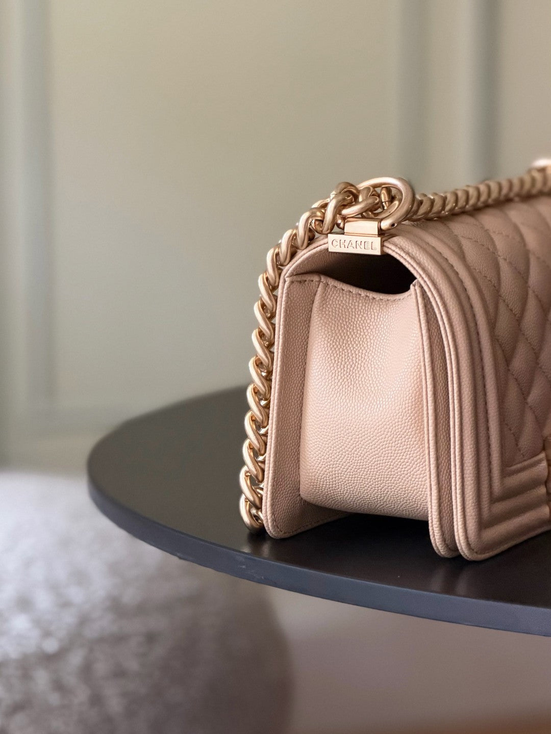 Chanel 26 A Le Boy Bag — Apricot with Antique Gold Hardware