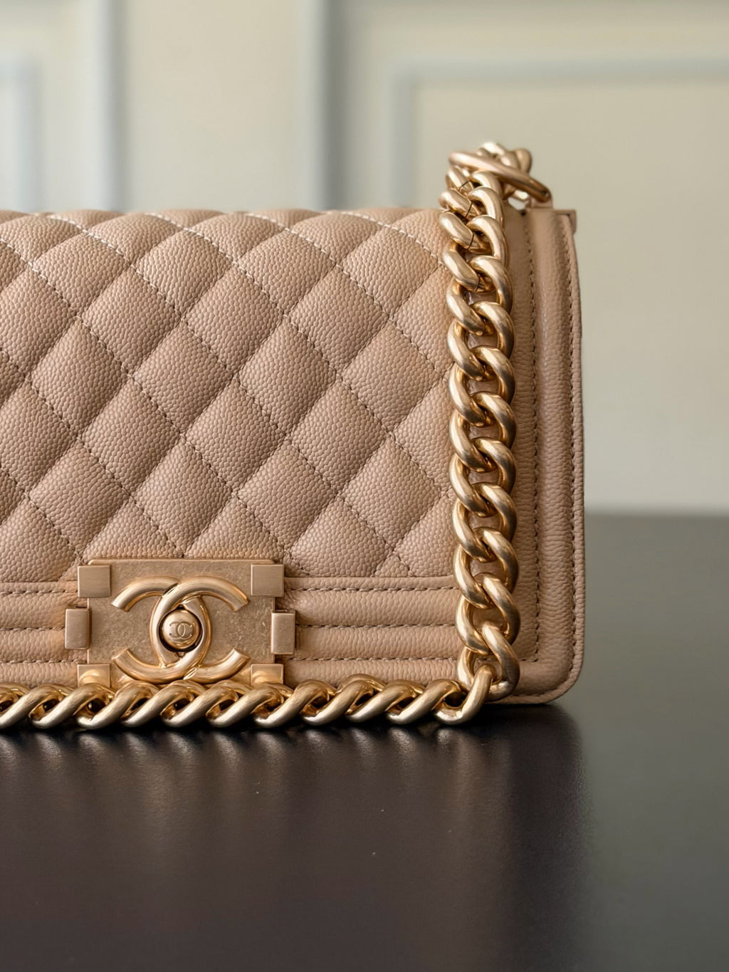 Chanel 26 A Le Boy Bag — Apricot with Antique Gold Hardware