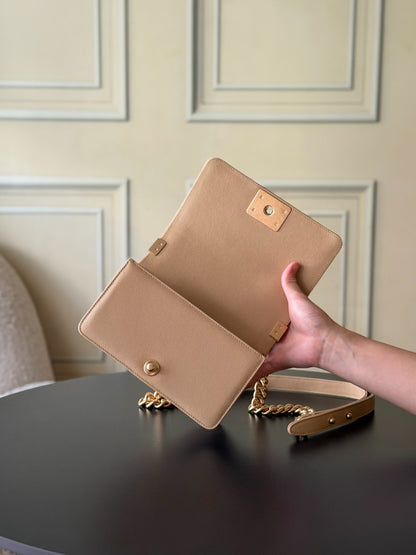 Chanel 26 A Le Boy Bag — Apricot with Antique Gold Hardware