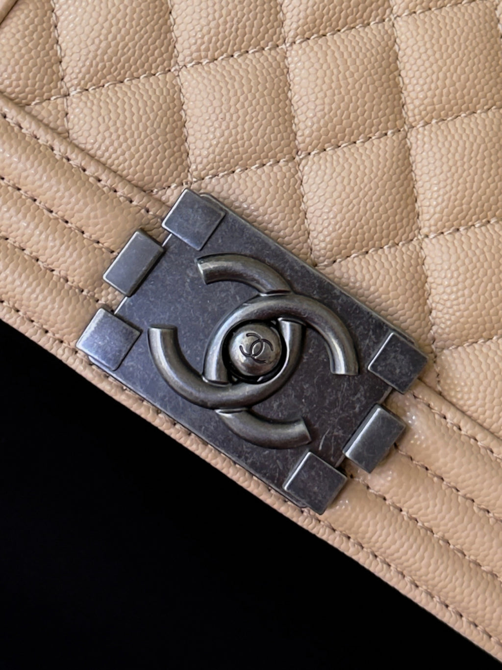 Chanel 26 A Le Boy Bag — Apricot with Antique Silver Hardware