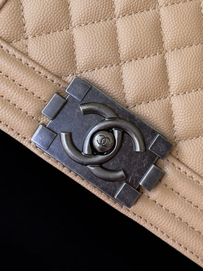 Chanel 26 A Le Boy Bag — Apricot with Antique Silver Hardware