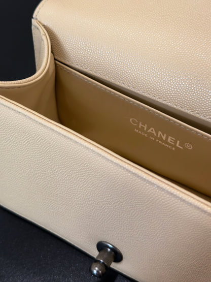 Chanel 26 A Le Boy Bag — Apricot with Antique Silver Hardware