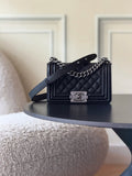 Chanel 26 A Le Boy Bag — Black with Antique Silver Hardware