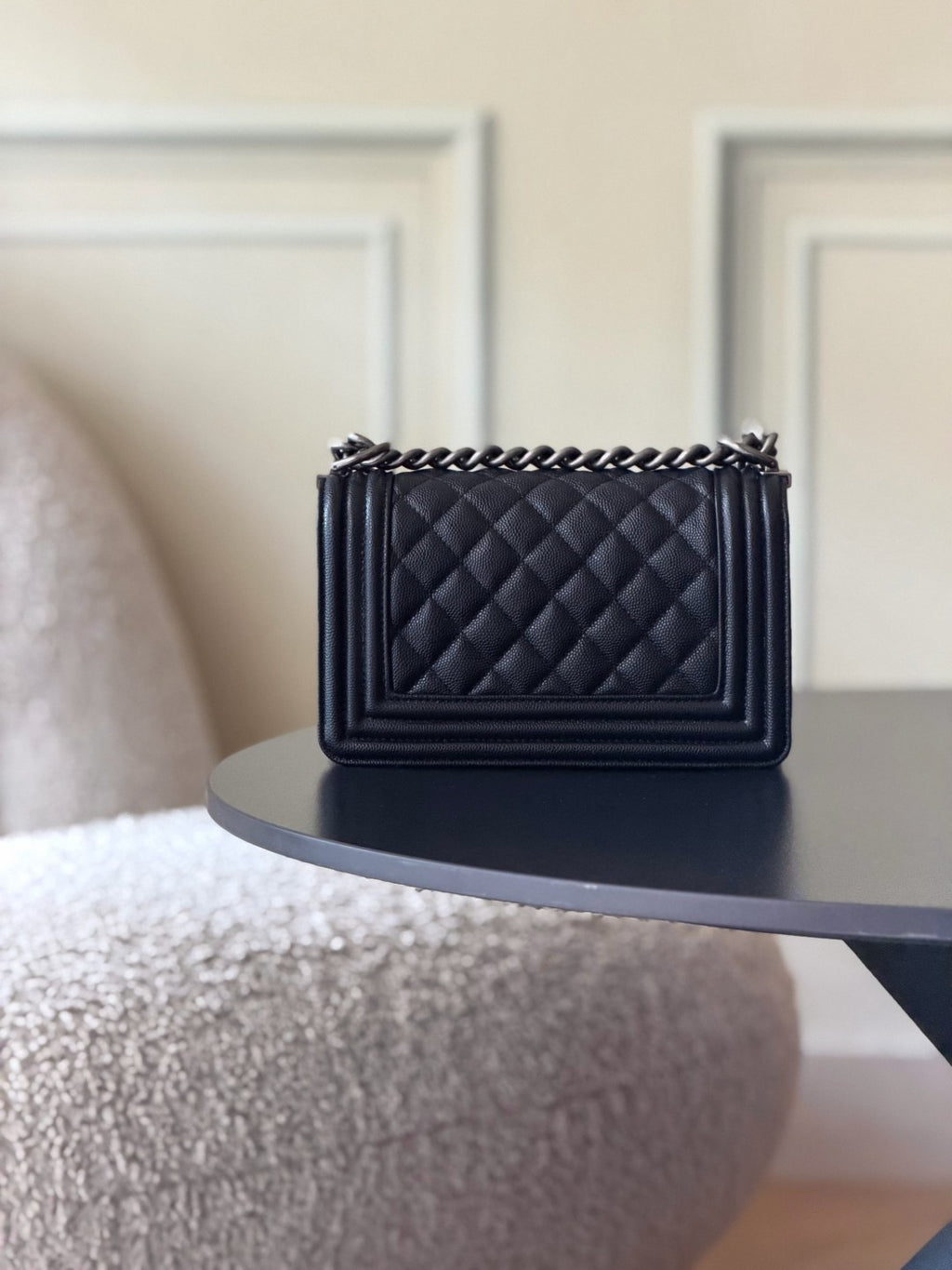 Chanel 26 A Le Boy Bag — Black with Antique Silver Hardware