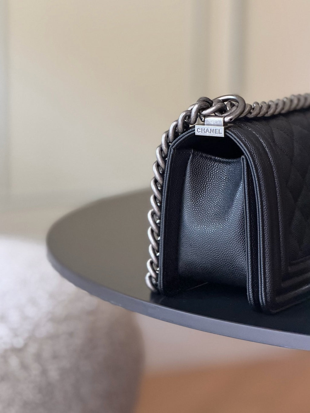 Chanel 26 A Le Boy Bag — Black with Antique Silver Hardware