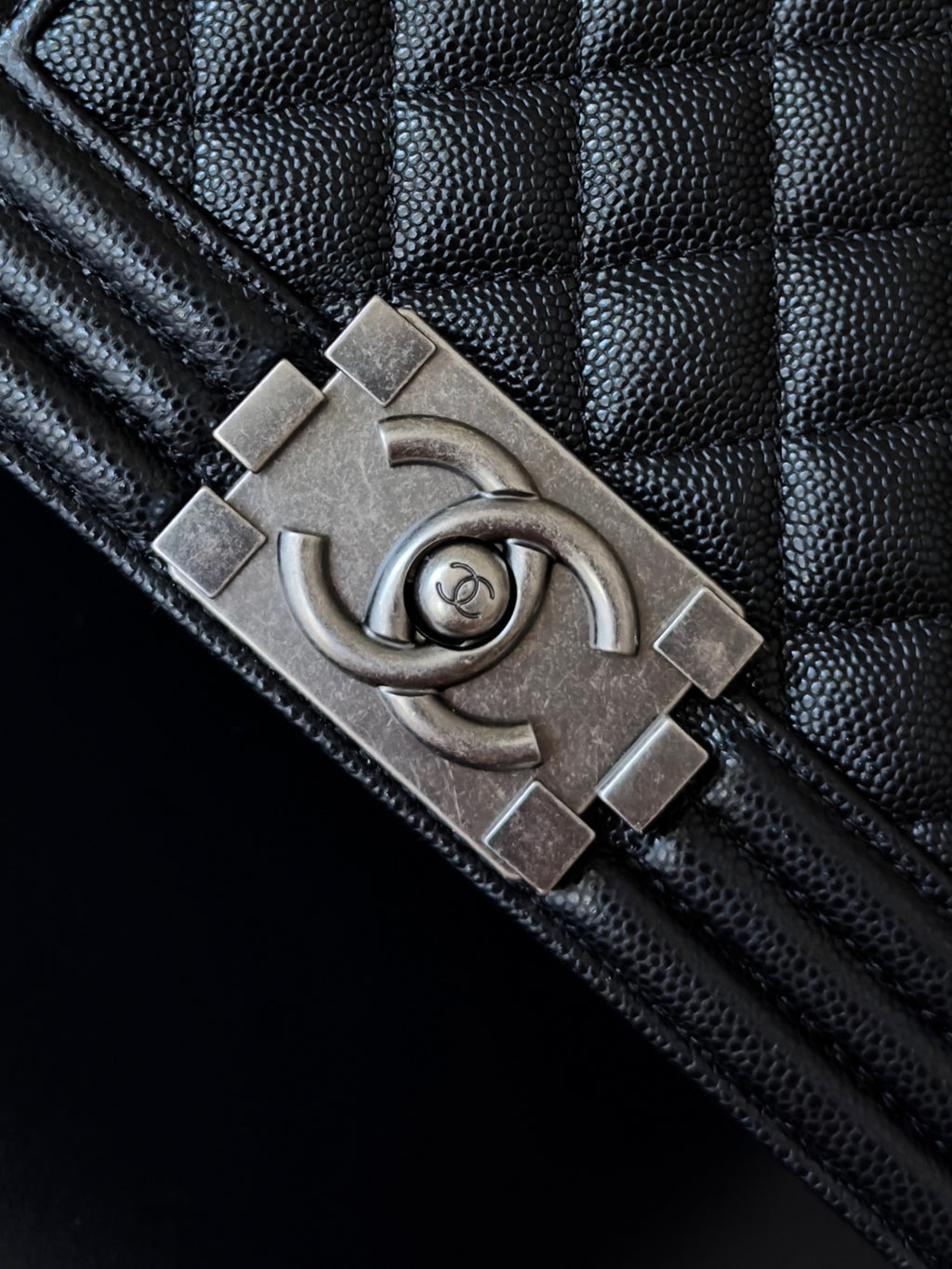 Chanel 26 A Le Boy Bag — Black with Antique Silver Hardware