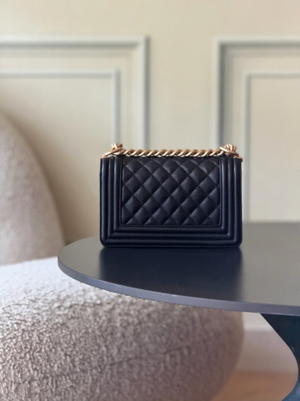 Chanel 26 A Le Boy Bag — Black with Antique Gold Hardware