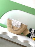 Chanel 26C Raffia & White Leather Basket Bag