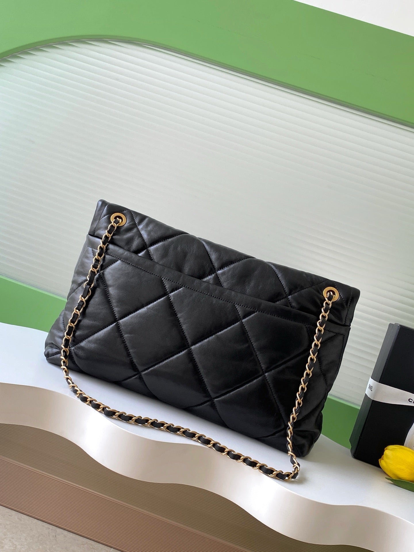 Chanel 26S Multi Pocket Flap Bag Black & Gold