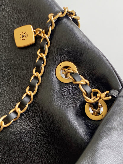 Chanel 26S Multi Pocket Flap Bag Black & Gold
