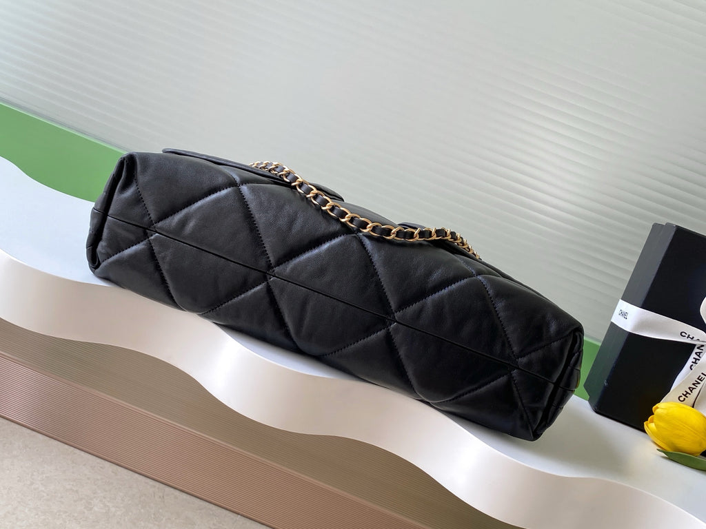 Chanel 25K Large Multi Pocket Shopping Bag Black & Gold