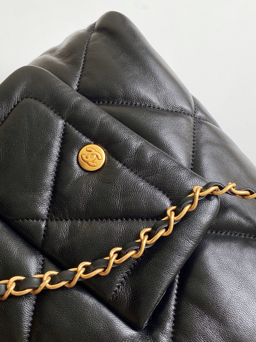 Chanel 25K Large Multi Pocket Shopping Bag Black & Gold