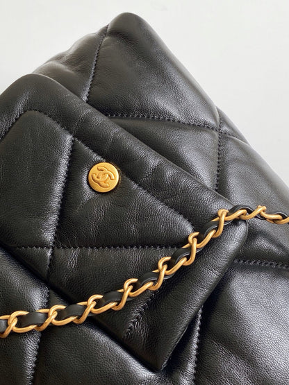 Chanel 25K Large Multi Pocket Shopping Bag Black & Gold