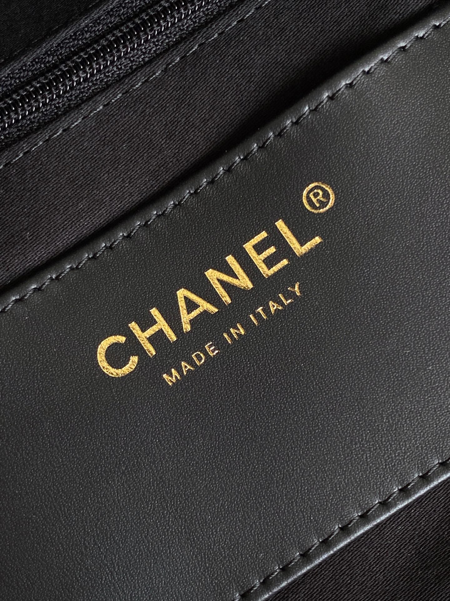 Chanel 25K Large Multi Pocket Shopping Bag Black & Gold