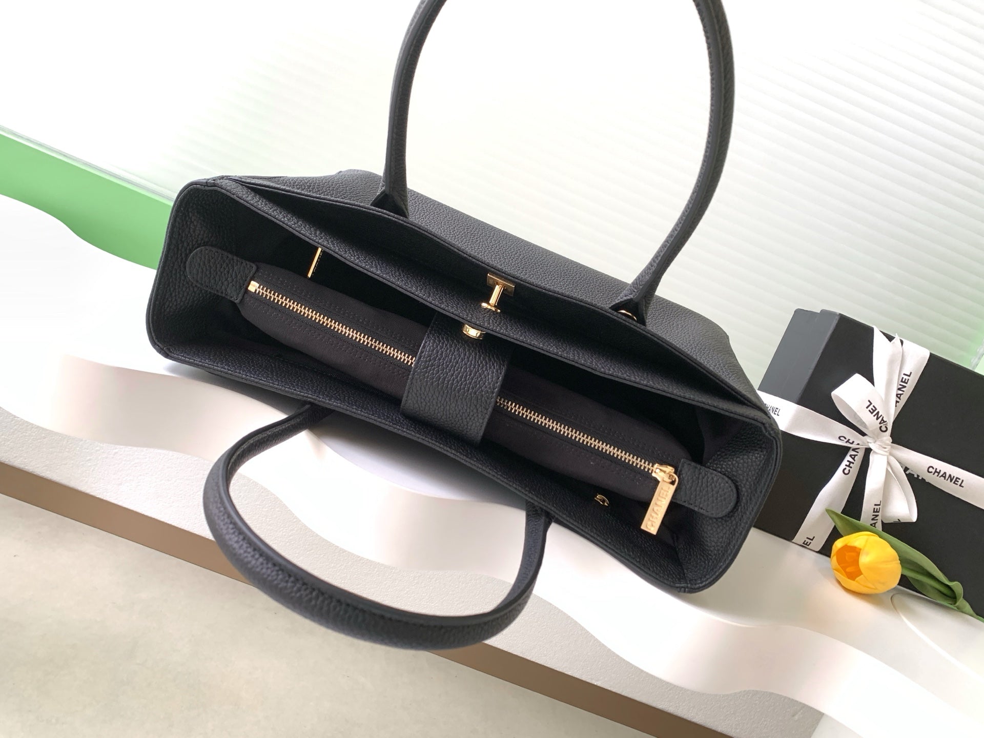 Chanel Cerf Medium Tote Bag Black & Gold
