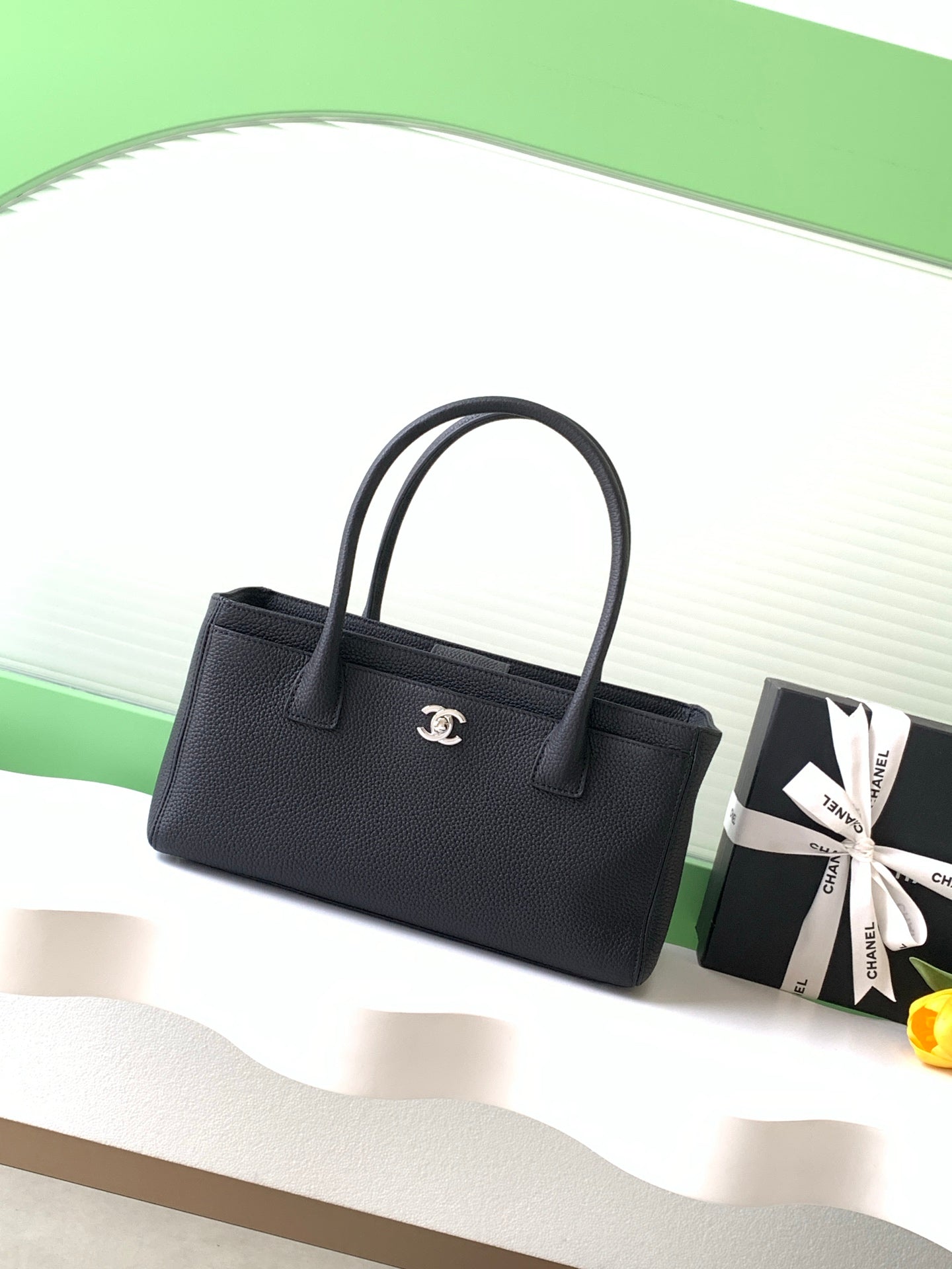 Chanel Cerf Small Tote Bag Black & Silver
