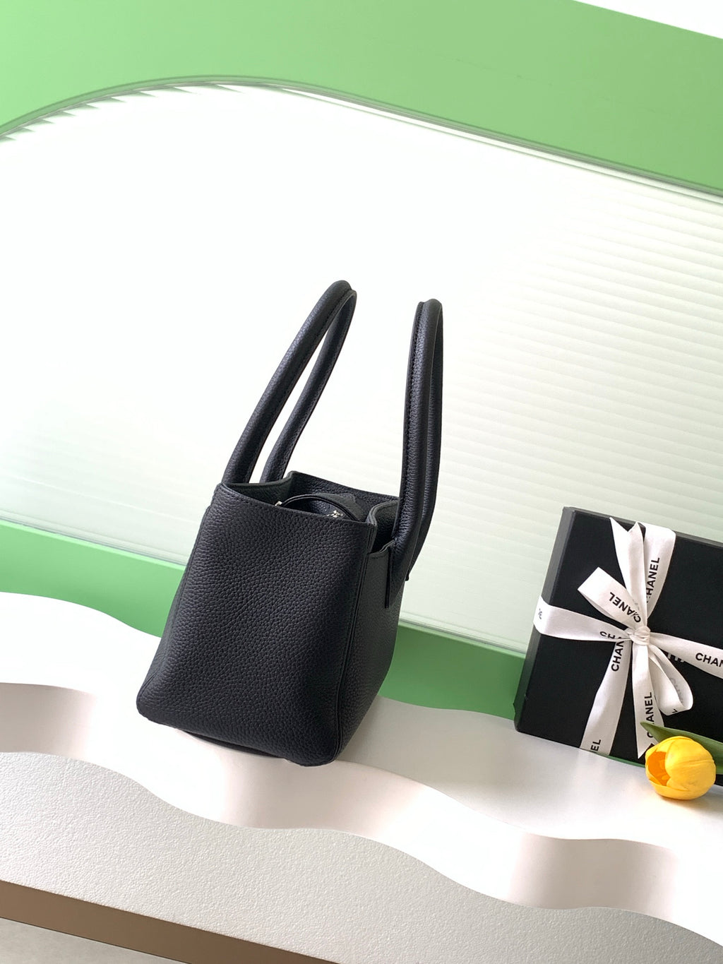 Chanel Cerf Small Tote Bag Black & Silver