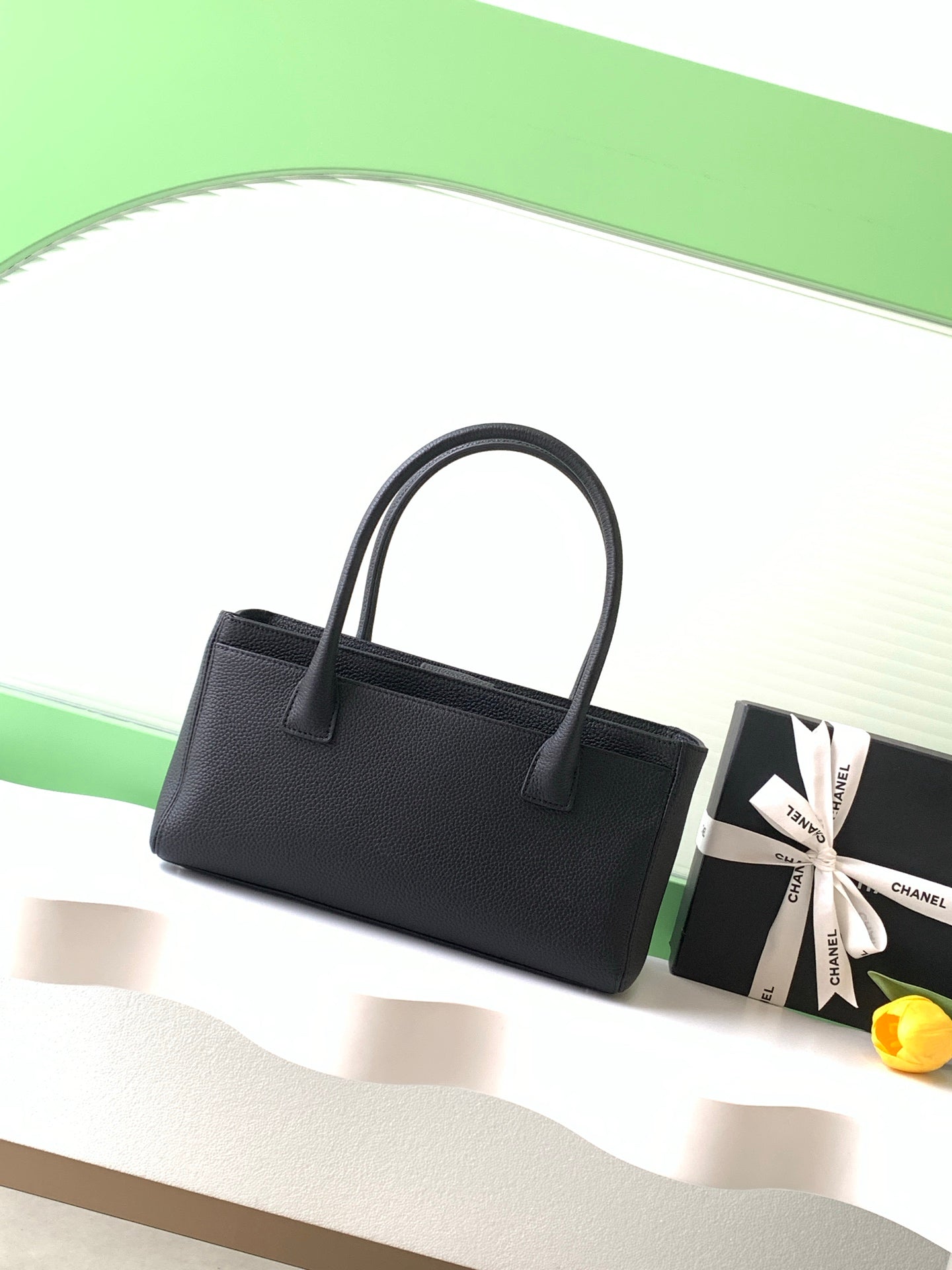 Chanel Cerf Small Tote Bag Black & Silver