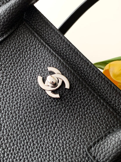 Chanel Cerf Small Tote Bag Black & Silver