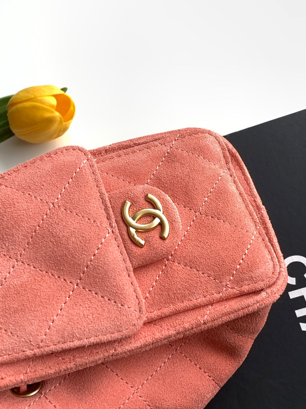 Chanel 26C Mini Suede Vintage Coin Button Drawstring Bucket Bag