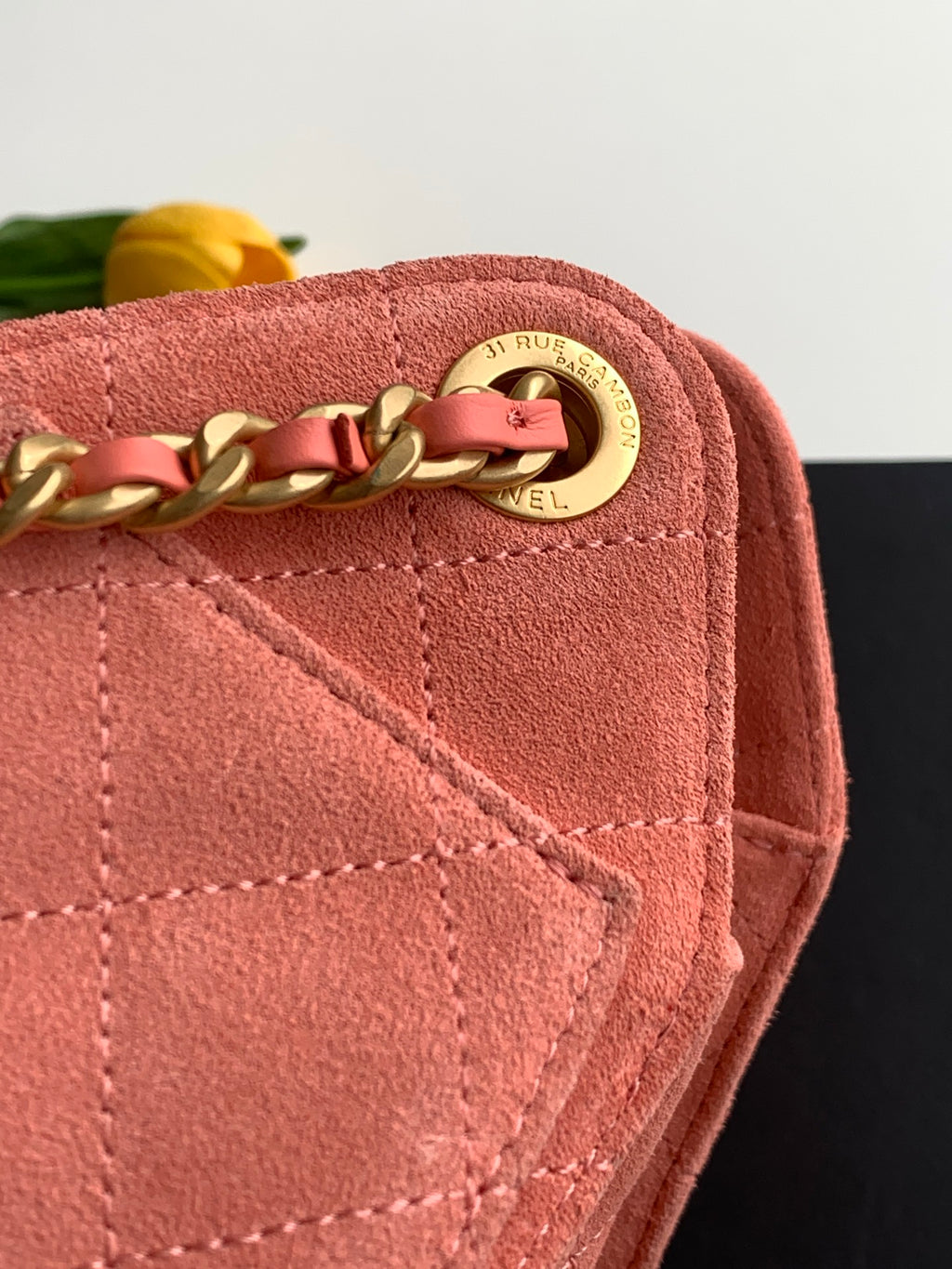 Chanel 26C Mini Suede Vintage Coin Button Drawstring Bucket Bag
