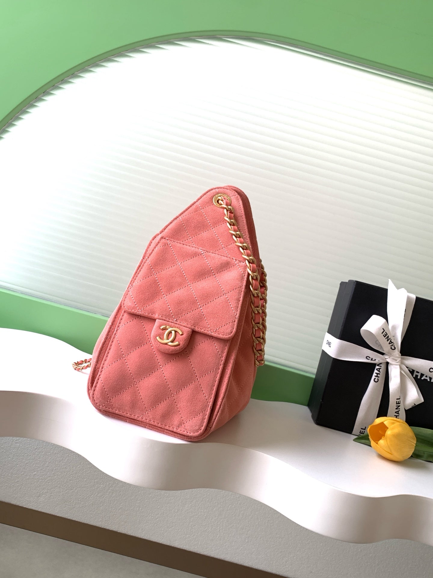 Chanel 26C Mini Suede Drawstring Top Handle Bag