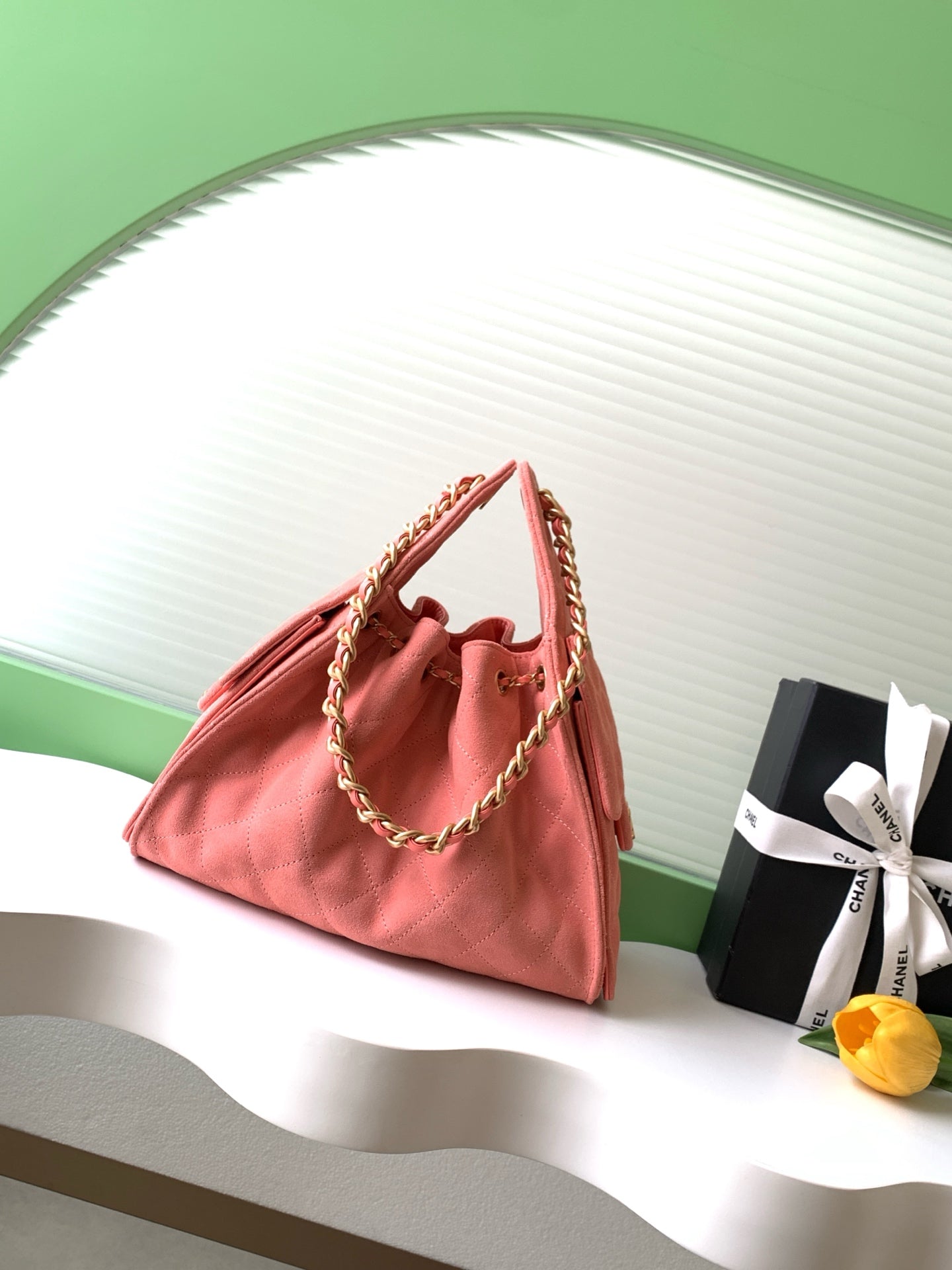 Chanel 26C Mini Suede Drawstring Top Handle Bag