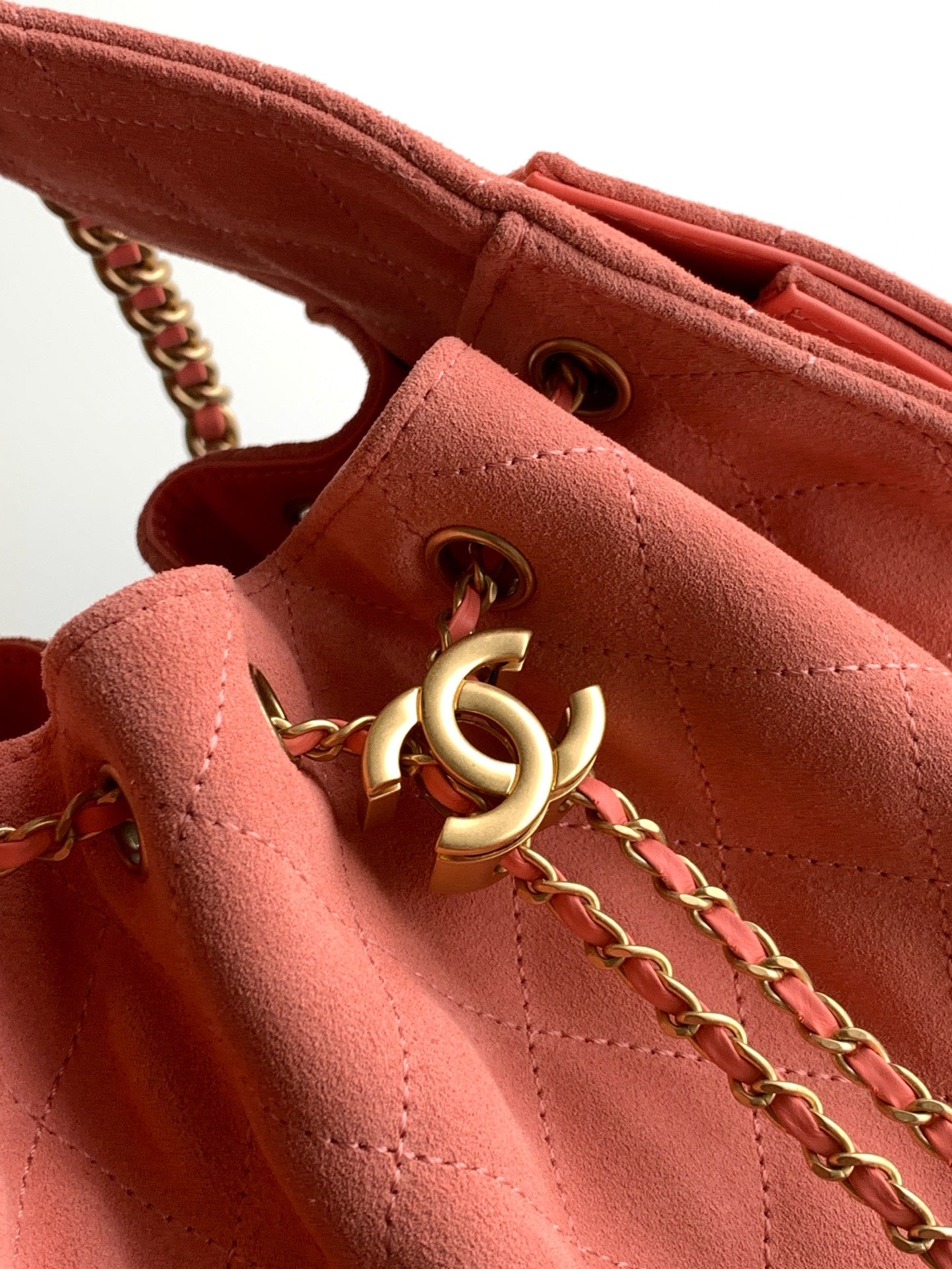 Chanel 26C Mini Suede Drawstring Top Handle Bag