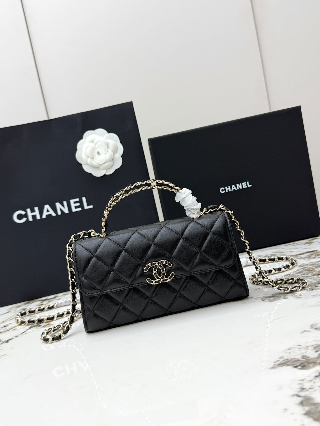Chanel 25S Caviar Leather Kelly Handle Bag — Black