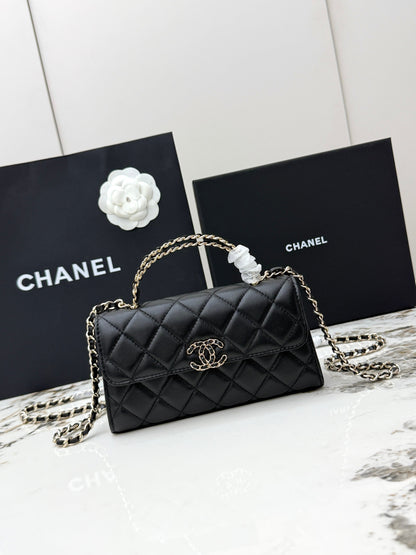 Chanel 25S Caviar Leather Kelly Handle Bag — Black