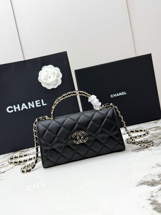Chanel 25S Caviar Leather Kelly Handle Bag — Black