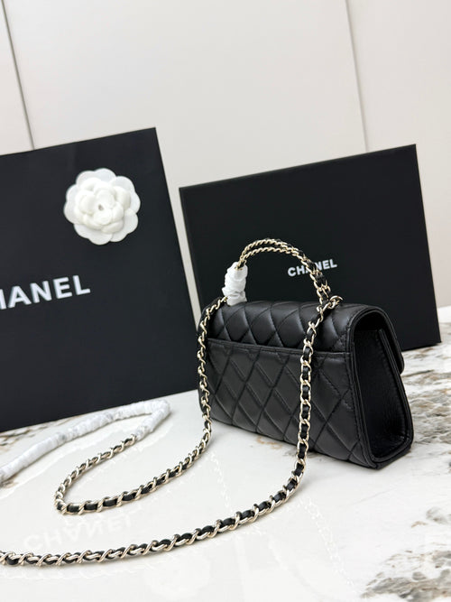 Chanel 25S Caviar Leather Kelly Handle Bag — Black
