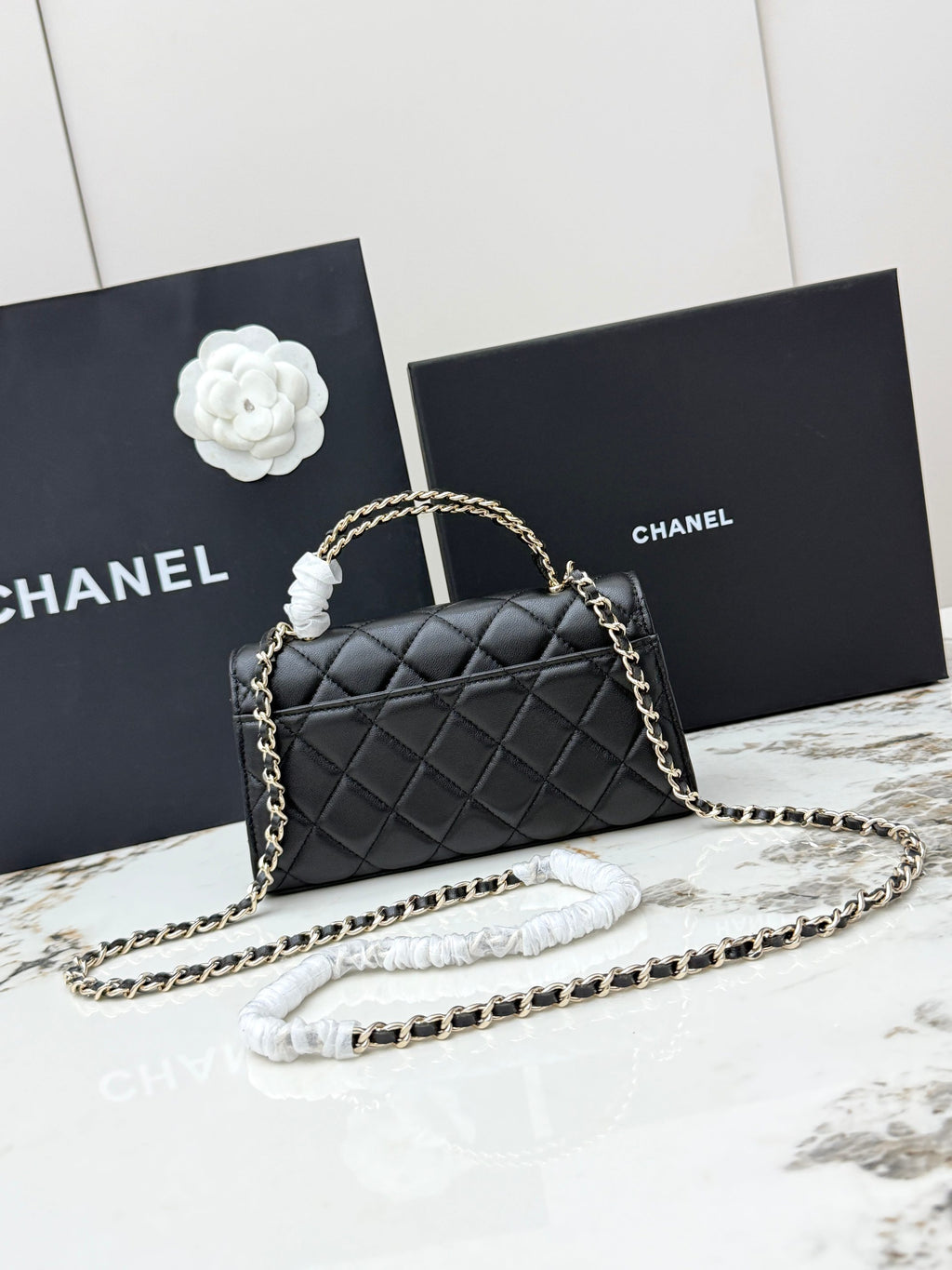 Chanel 25S Caviar Leather Kelly Handle Bag — Black