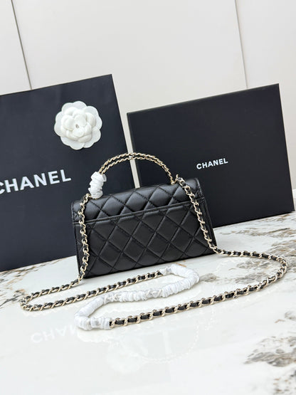 Chanel 25S Caviar Leather Kelly Handle Bag — Black