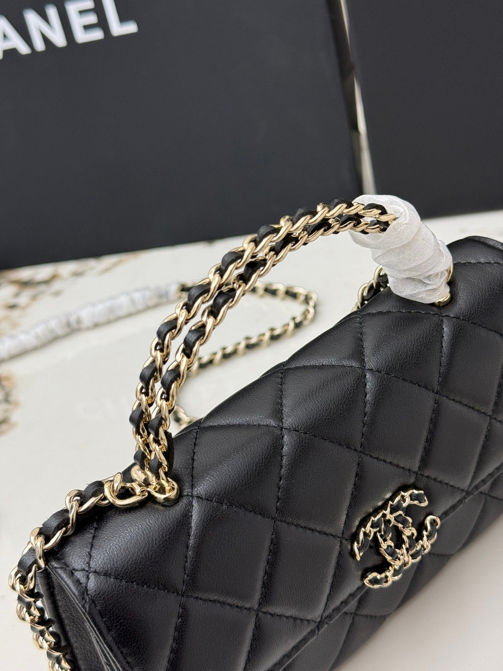 Chanel 25S Caviar Leather Kelly Handle Bag — Black