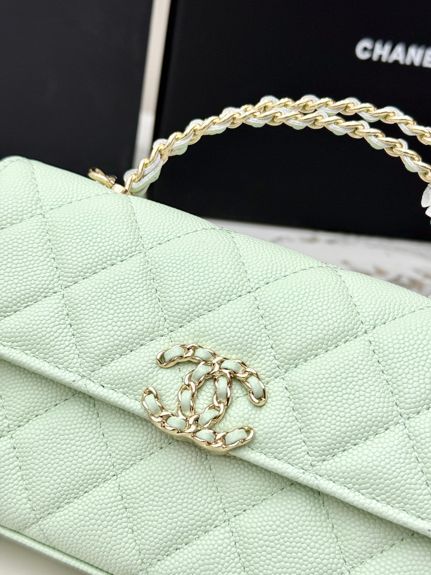 Chanel 25S Caviar Leather Kelly Handle Bag — Bubble Green