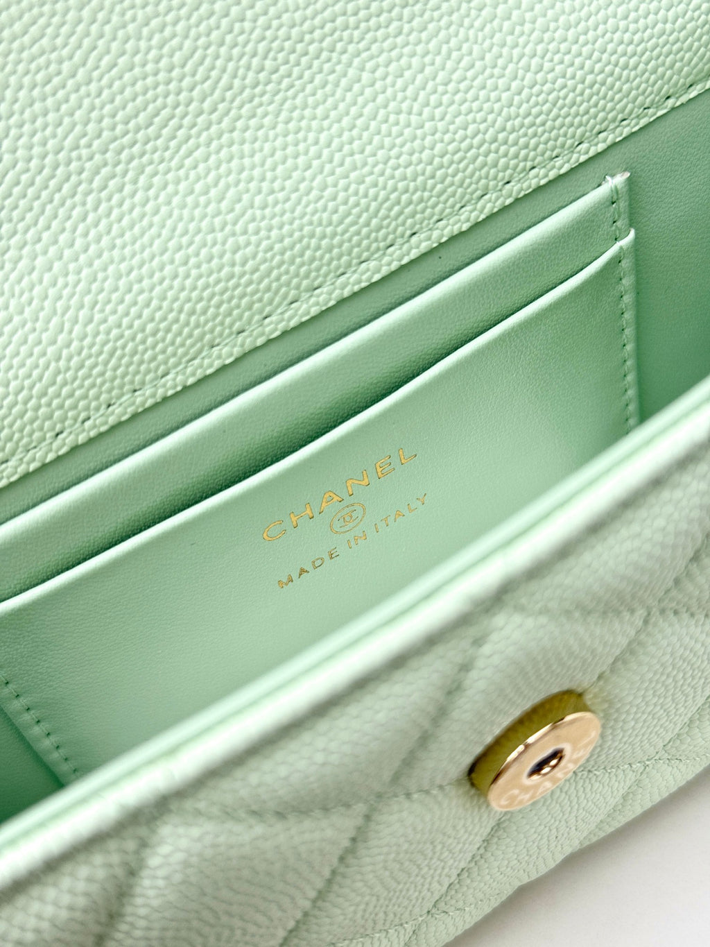 Chanel 25S Caviar Leather Kelly Handle Bag — Bubble Green
