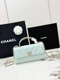 Chanel 25S Caviar Leather Kelly Handle Bag — Light Blue