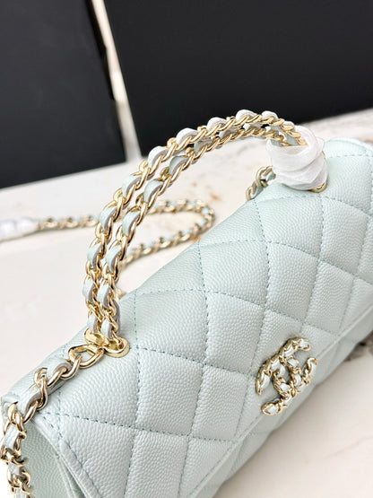 Chanel 25S Caviar Leather Kelly Handle Bag — Light Blue
