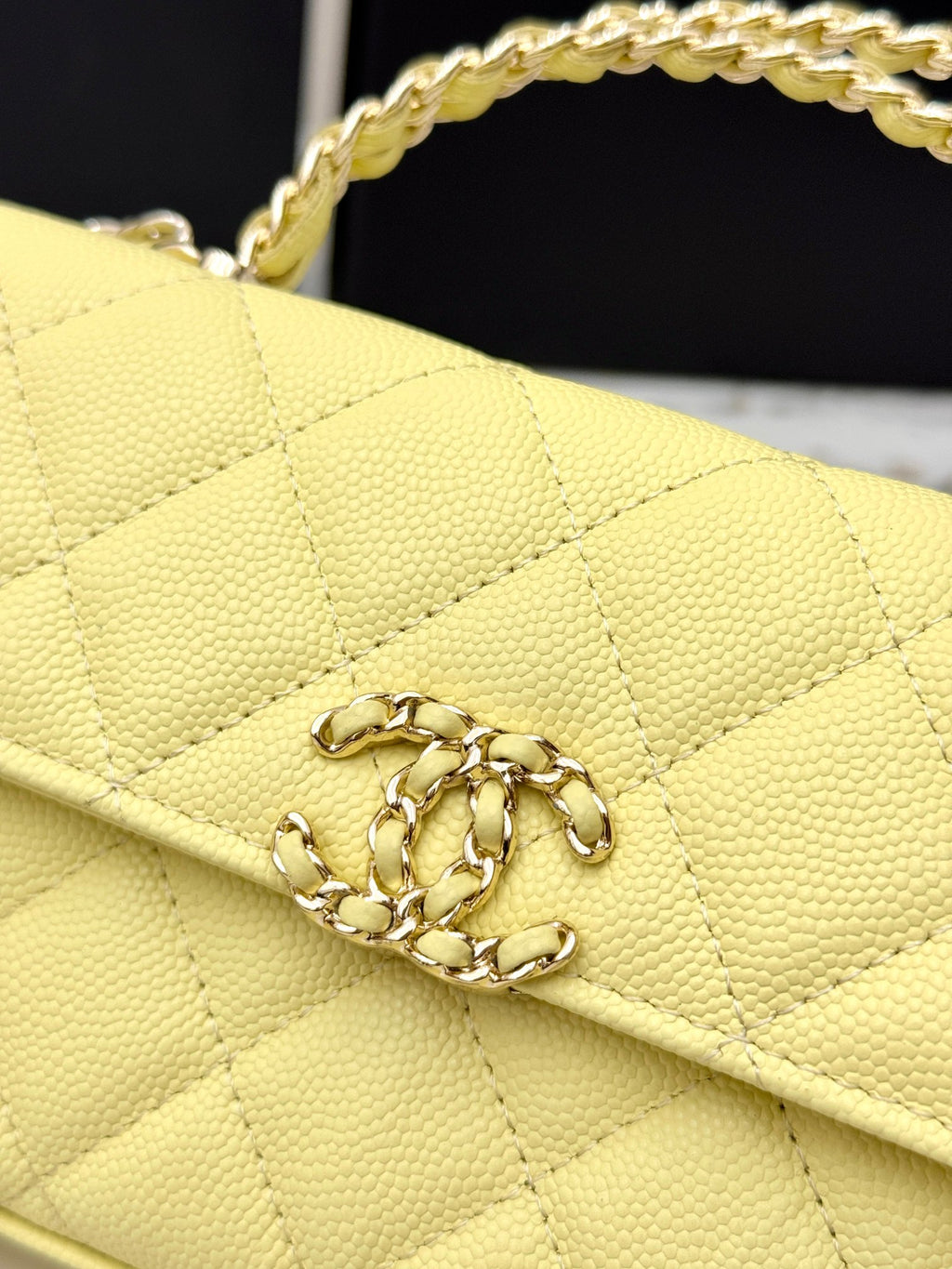 Chanel 25S Caviar Leather Kelly Handle Bag — Lemon Yellow
