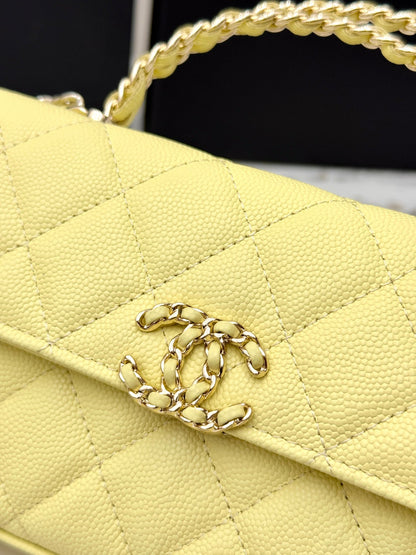 Chanel 25S Caviar Leather Kelly Handle Bag — Lemon Yellow