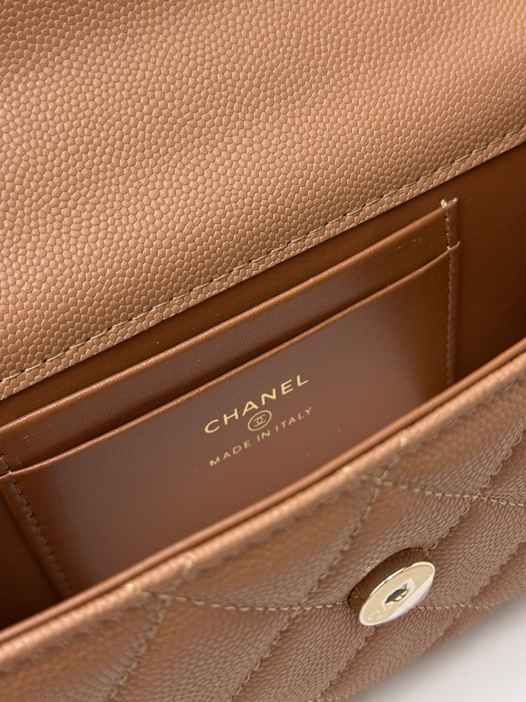 Chanel 25S Caviar Leather Kelly Handle Bag — Caramel