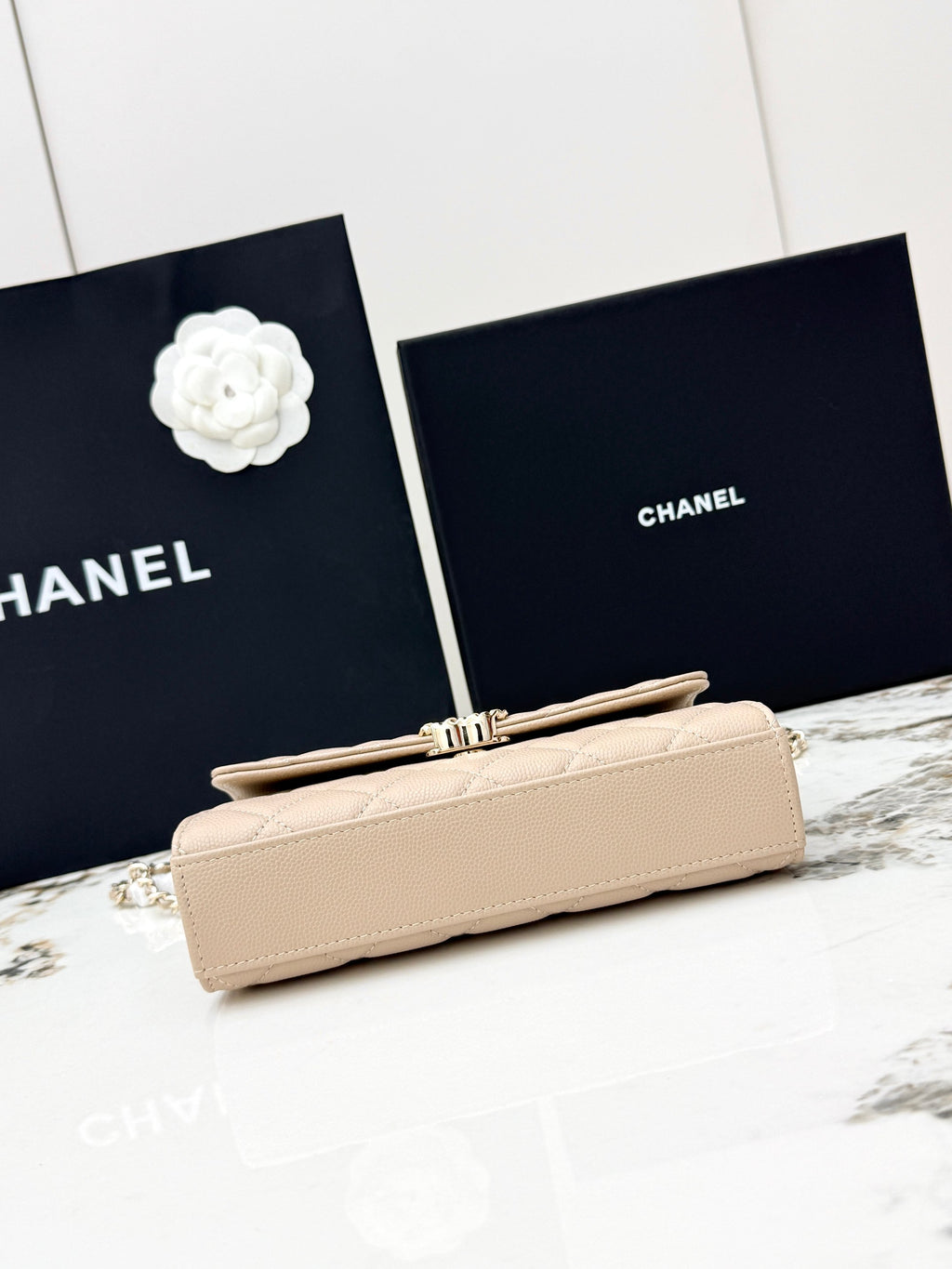 Chanel 25S Caviar Leather Kelly Handle Bag — Milk Tea Nude Pink