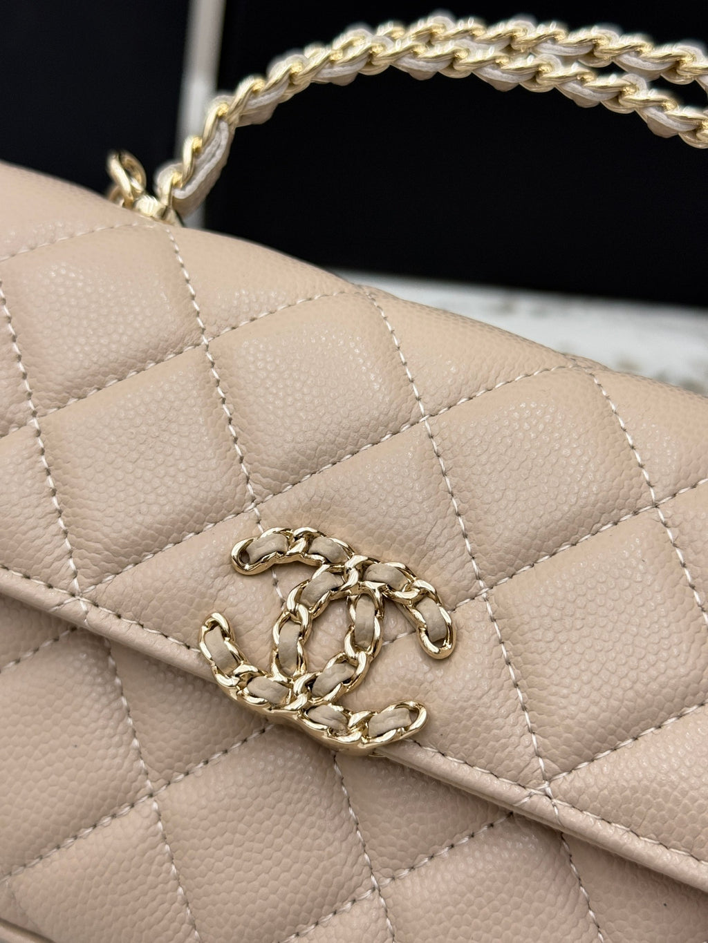 Chanel 25S Caviar Leather Kelly Handle Bag — Milk Tea Nude Pink
