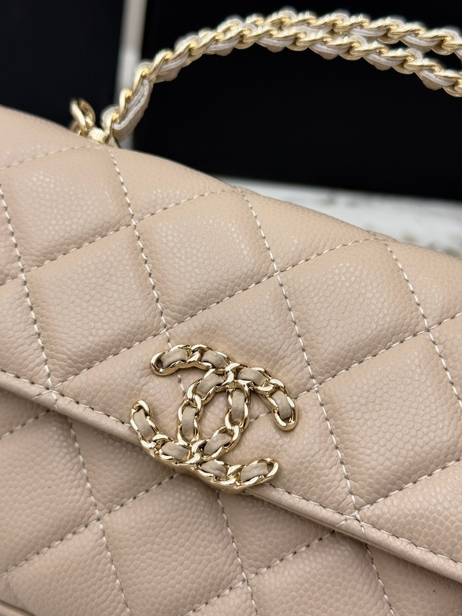 Chanel 25S Caviar Leather Kelly Handle Bag — Milk Tea Nude Pink