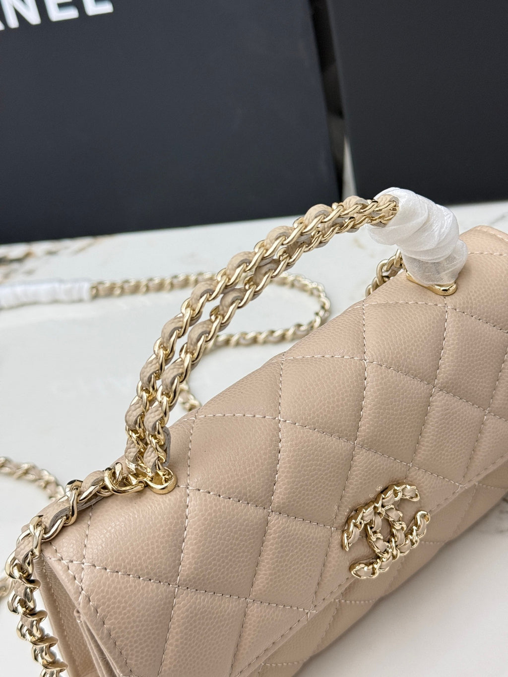 Chanel 25S Caviar Leather Kelly Handle Bag — Milk Tea Nude Pink