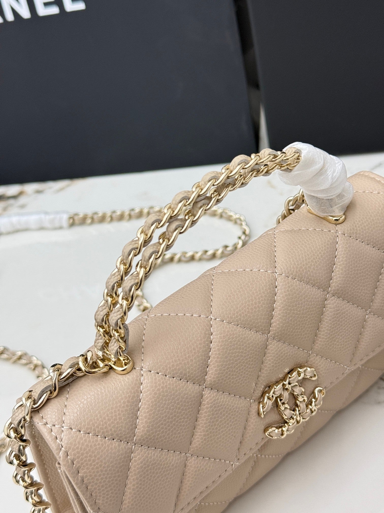 Chanel 25S Caviar Leather Kelly Handle Bag — Milk Tea Nude Pink