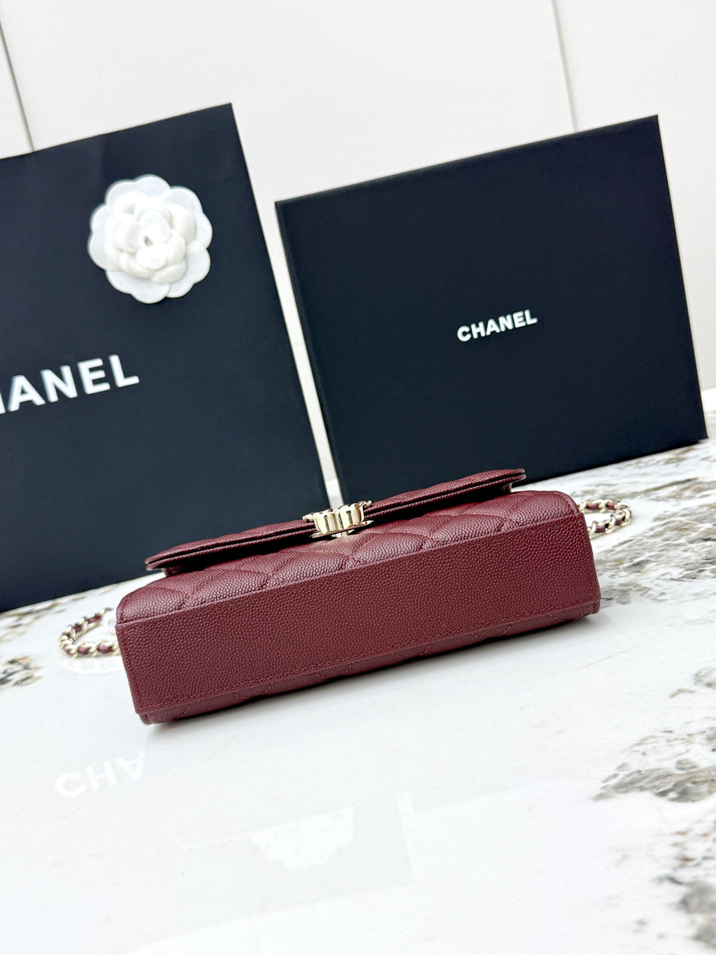 Chanel 25S Caviar Leather Kelly Handle Bag — Burgundy